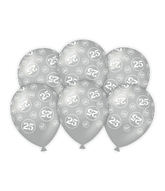 Ballonnen 25 Jaar Zilver 6st